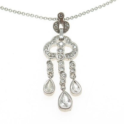925 Sterling Silver Pave C Z Rolo Chain Necklace 16"