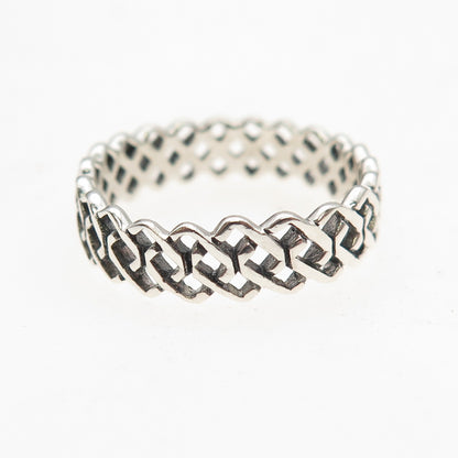 925 Sterling Silver Vintage Celtic Oxidized Band Ring Size 7.25