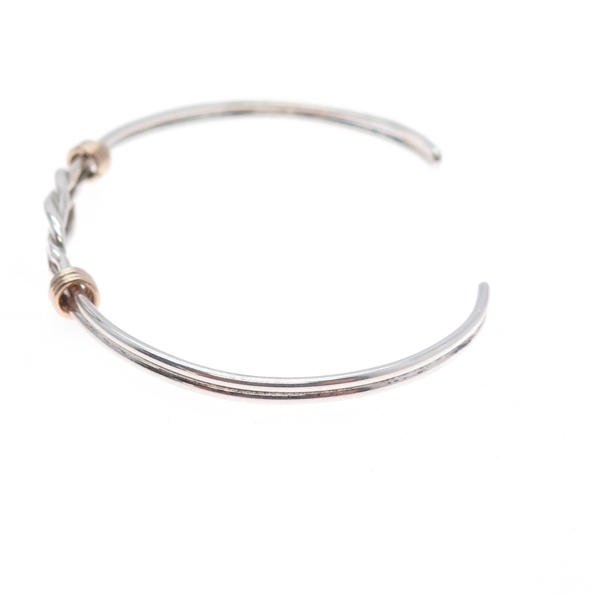 925 Sterling Silver Gold Filled Vintage Love Knot Adjustable Cuff Bracelet 6"