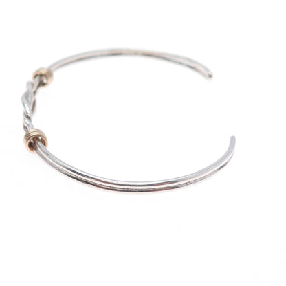 925 Sterling Silver Gold Filled Vintage Love Knot Adjustable Cuff Bracelet 6"