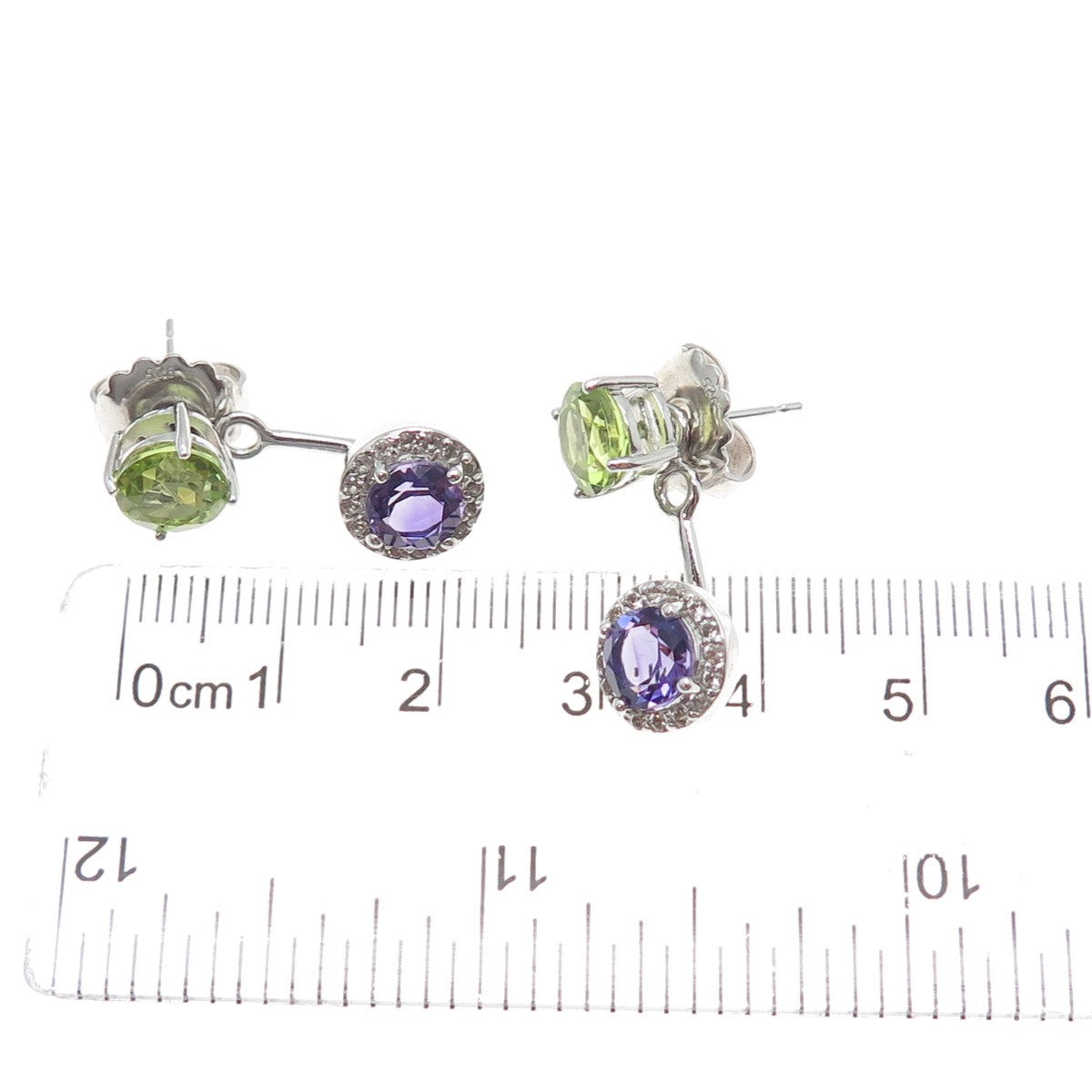 925 Sterling Silver Real Topaz Peridot Amethyst Interchangeable Jacket Earrings