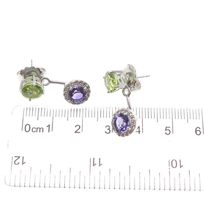 925 Sterling Silver Real Topaz Peridot Amethyst Interchangeable Jacket Earrings
