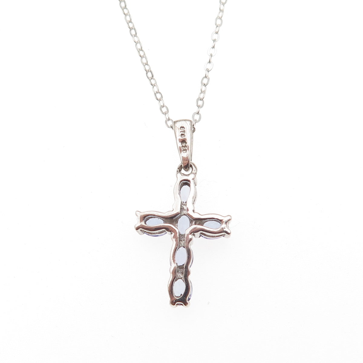 Chuck Clemency 925 Sterling Silver Real Tanzanite Cross Chain Necklace 20"