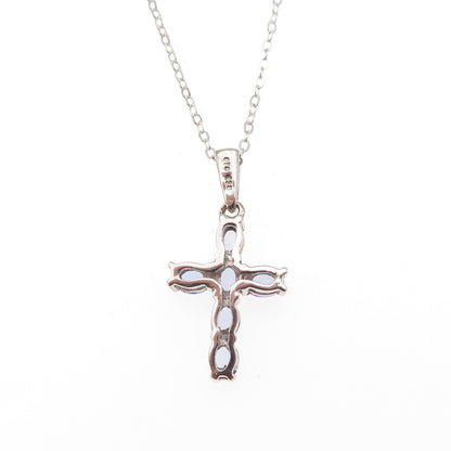 Chuck Clemency 925 Sterling Silver Real Tanzanite Cross Chain Necklace 20"