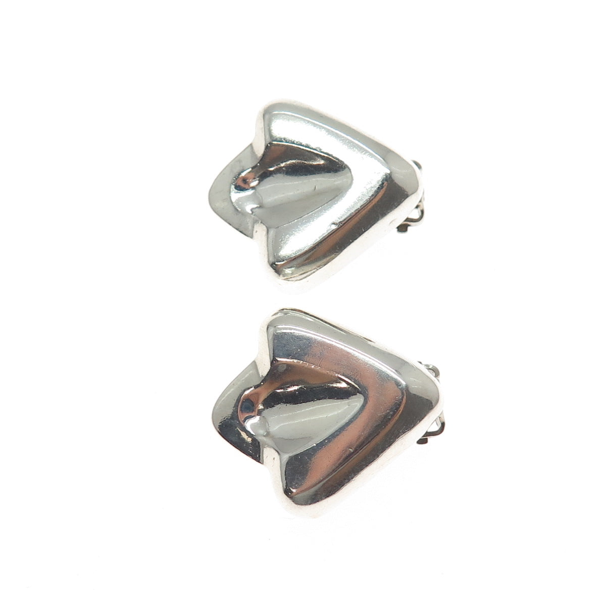 925 Sterling Silver Vintage Modernist Letter V Clip On Earrings