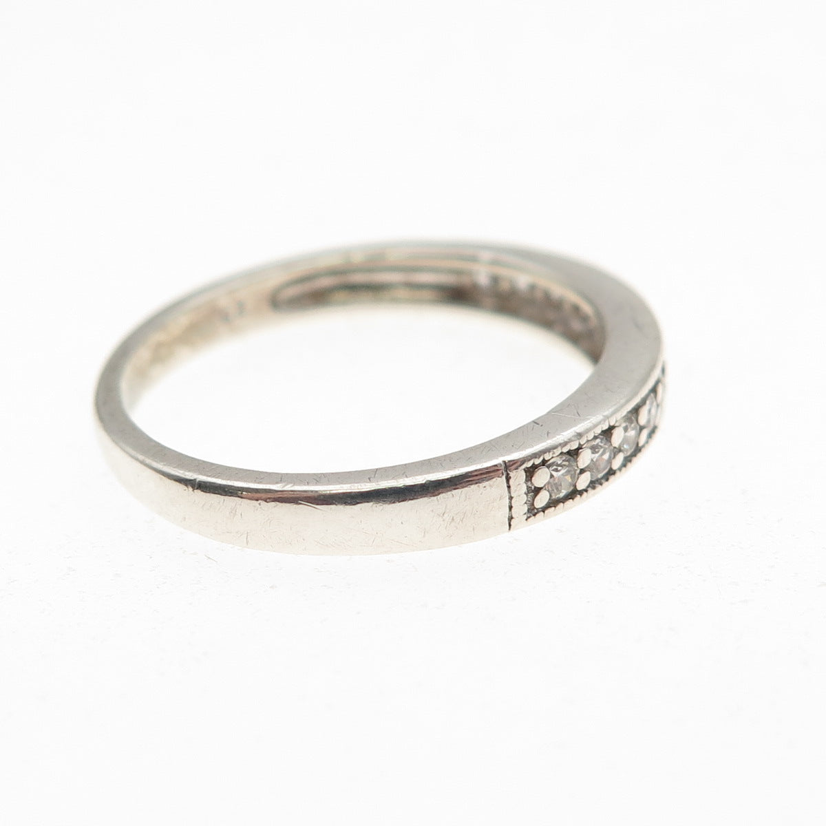 JH Young 925 Sterling Silver Round-Cut C Z Half Eternity Band Ring Size 7