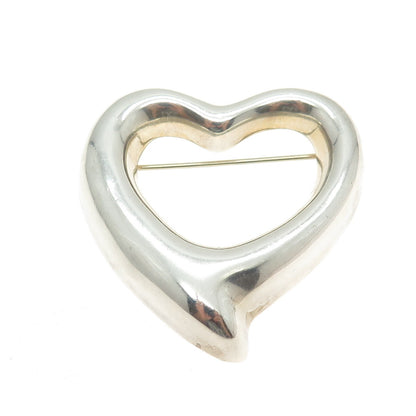 925 Sterling Silver Vintage Mexico Open Heart Pin Brooch