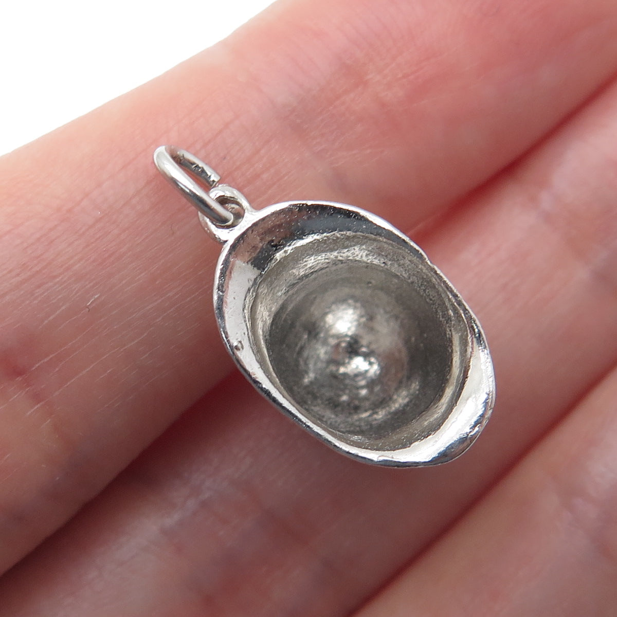 925 Sterling Silver Antique Bermuda Fireman Helmet Minimalist 3D Charm Pendant