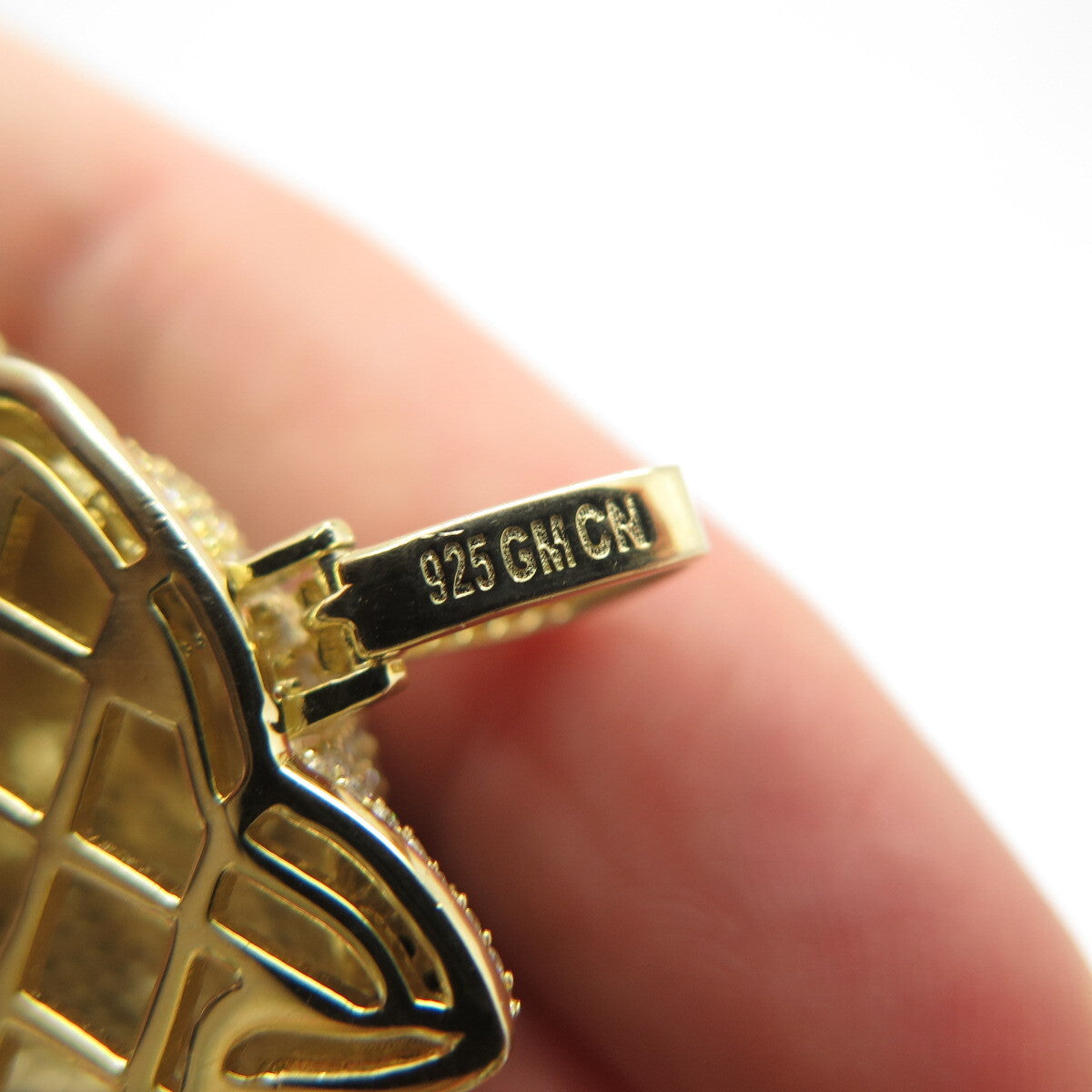 925 Sterling Silver Gold Plated Multi-Color C Z Roaring Tiger Pendant