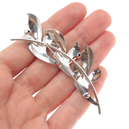 FORSTNER 925 Sterling Silver Antique Art Deco Floral Leaf Pin Brooch