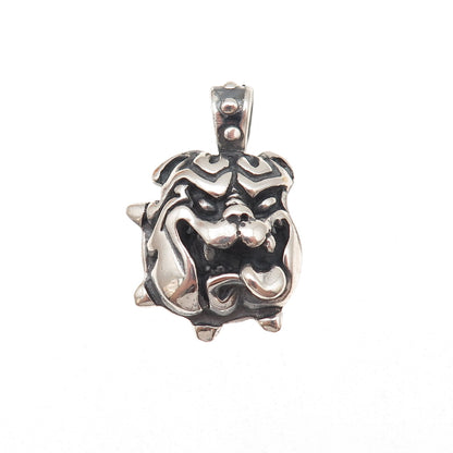 925 Sterling Silver Vintage Bulldog Oxidized Pendant