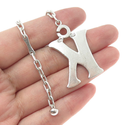 925 Sterling Silver Vintage Letter "K" Initial Key Fob Chain