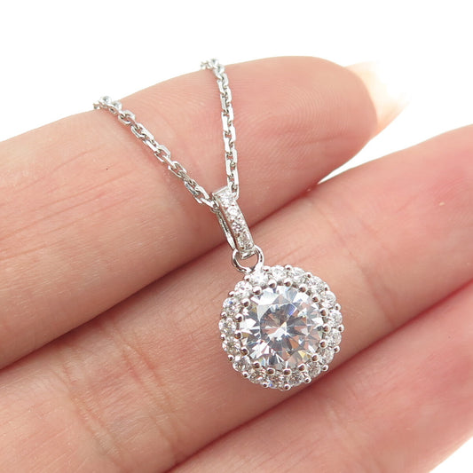 925 Sterling Silver Round-Cut C Z Cable Chain Necklace 16"
