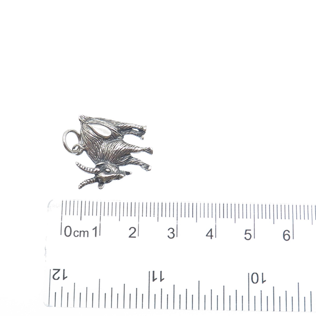 925 Sterling Silver Vintage Goat Oxidized Minimalist Charm Pendant