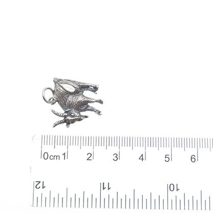 925 Sterling Silver Vintage Goat Oxidized Minimalist Charm Pendant