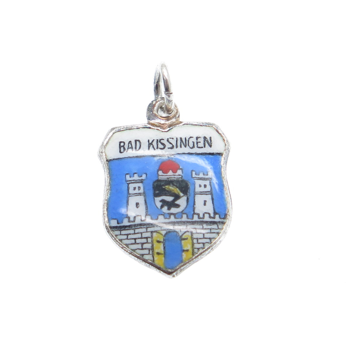 925 Sterling Silver Vintage Enamel Bad Kissingen Coat of Arms Mini Charm Pendant