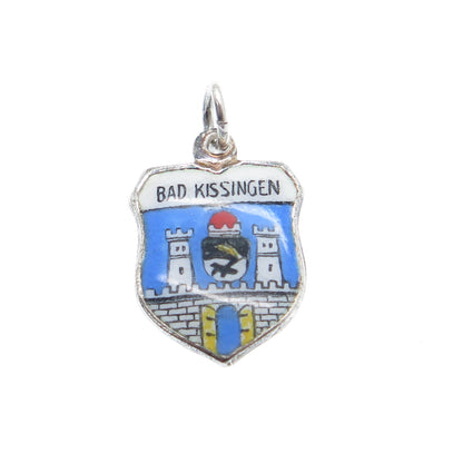 925 Sterling Silver Vintage Enamel Bad Kissingen Coat of Arms Mini Charm Pendant
