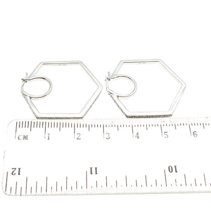 ZEI 925 Sterling Silver Real Round-Cut Diamond Geometric Hoop Earrings