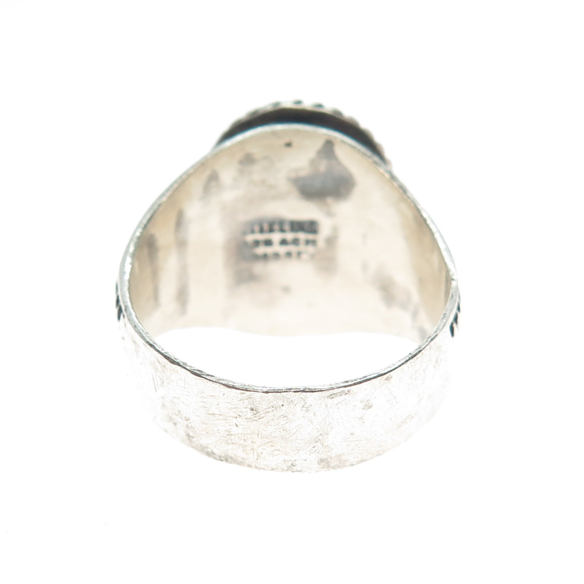 925 Sterling Silver Vintage Mexico Real Sunstone Oxidized Ring Size 12.5