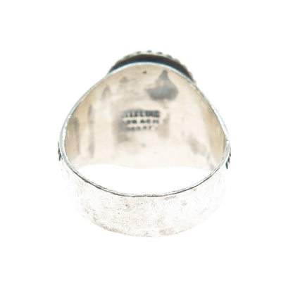 925 Sterling Silver Vintage Mexico Real Sunstone Oxidized Ring Size 12.5