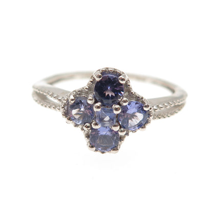 Chuck Clemency 925 Sterling Silver Real Iolite Floral Ring Size 7.25
