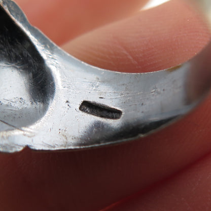 925 Sterling Silver Vintage Modernist Ribbed Oxidized Ring Size 9