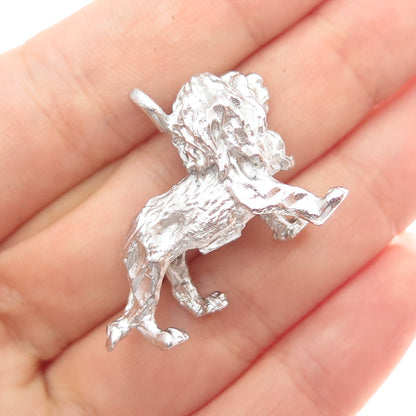925 Sterling Silver Vintage Lion Charm Pendant
