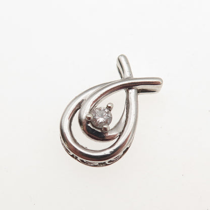 KENDRA SCOTT 925 Sterling Silver Real Diamond Teardrop Mini Slide Charm Pendant