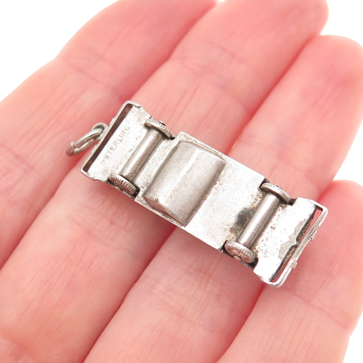 925 Sterling Silver Vintage Enamel Convertible Car Movable 3D Charm Pendant