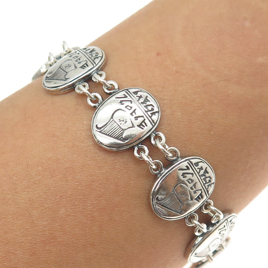 925 Sterling Silver Vintage IMP Israel David's Lyre Harp Bracelet 7.75"
