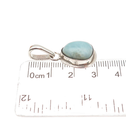925 Sterling Silver Vintage Real Larimar Modernist Charm Pendant
