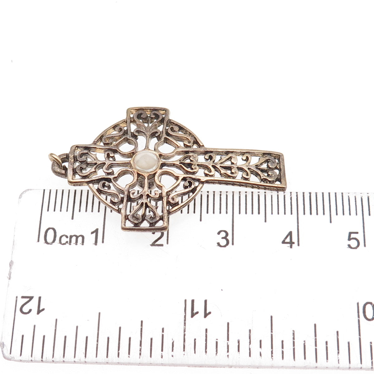 925 Sterling Silver Gold Plated Antique Art Deco Stanhope Prayer Cross Pendant