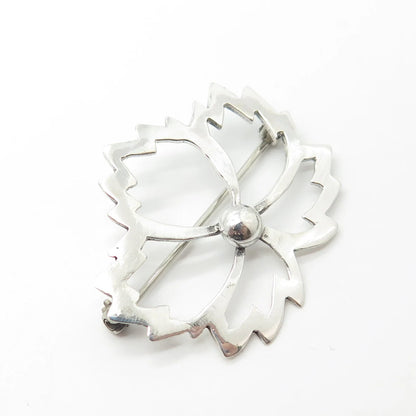 925 Sterling Silver Vintage Leaf Pin Brooch
