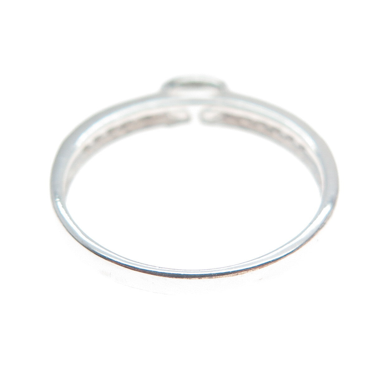 925 Sterling Silver Real Diamond & White Topaz Stackable Ring Size 7.25