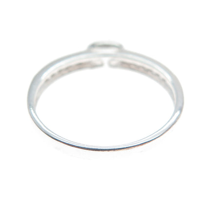 925 Sterling Silver Real Diamond & White Topaz Stackable Ring Size 7.25