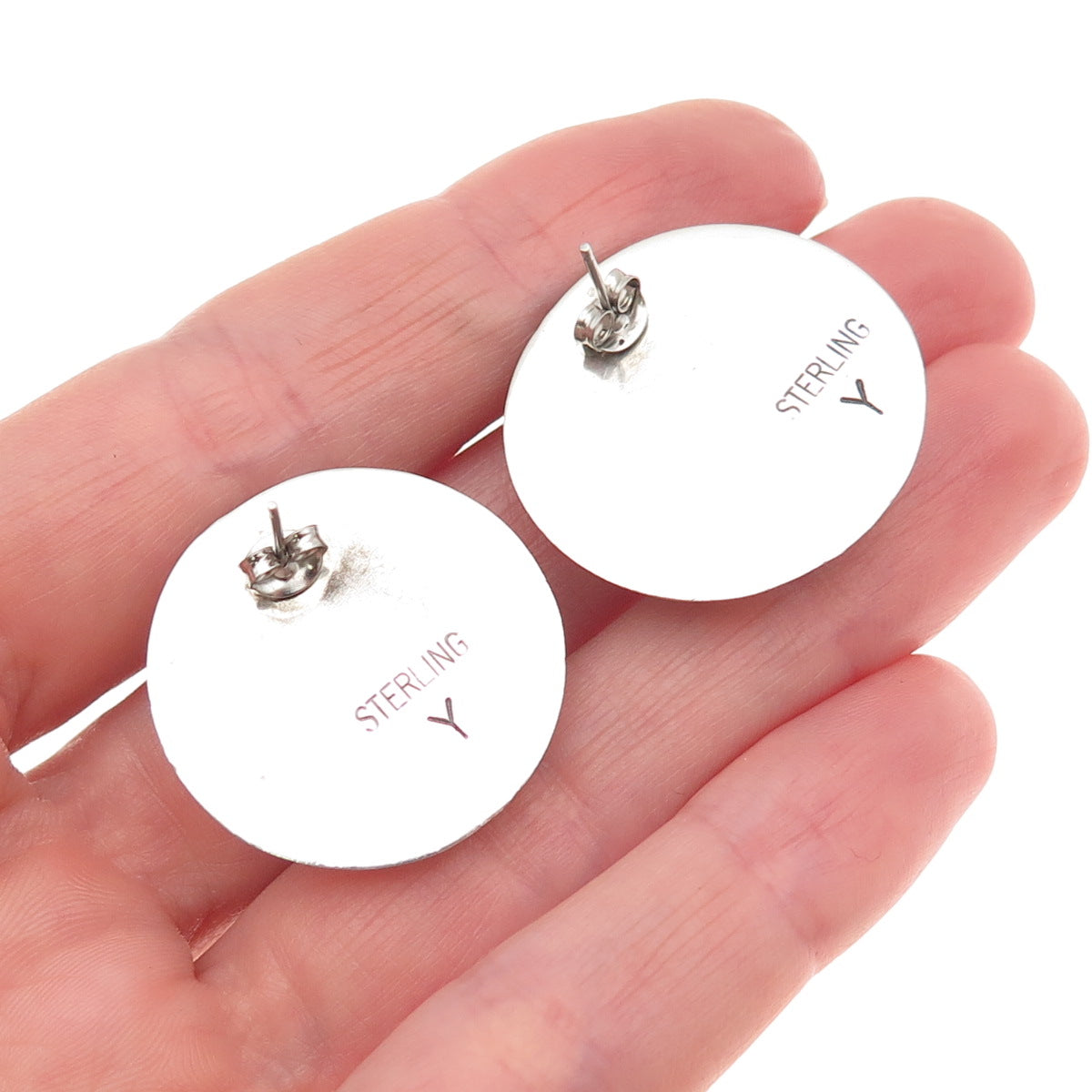 Tom Yazzie Navajo Old Pawn Sterling Vintage Southwestern Dome Oxidized Earrings