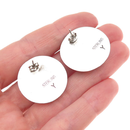 Tom Yazzie Navajo Old Pawn Sterling Vintage Southwestern Dome Oxidized Earrings