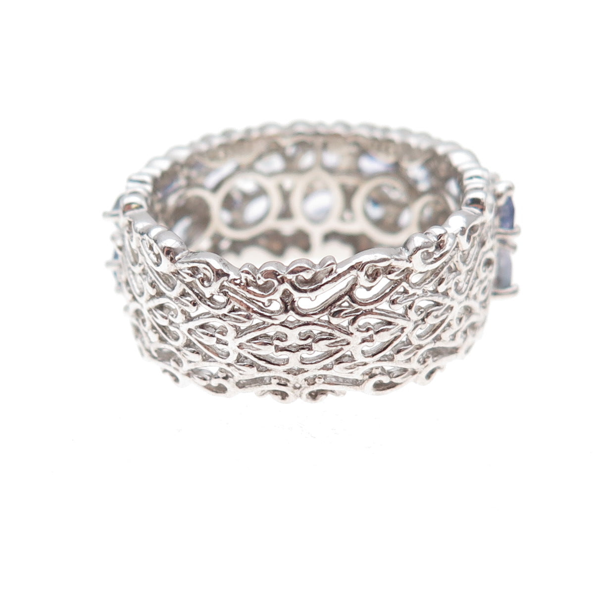 Chuck Clemency 925 Sterling Silver Real Multi-Cut Tanzanite Band Ring Size 8.25
