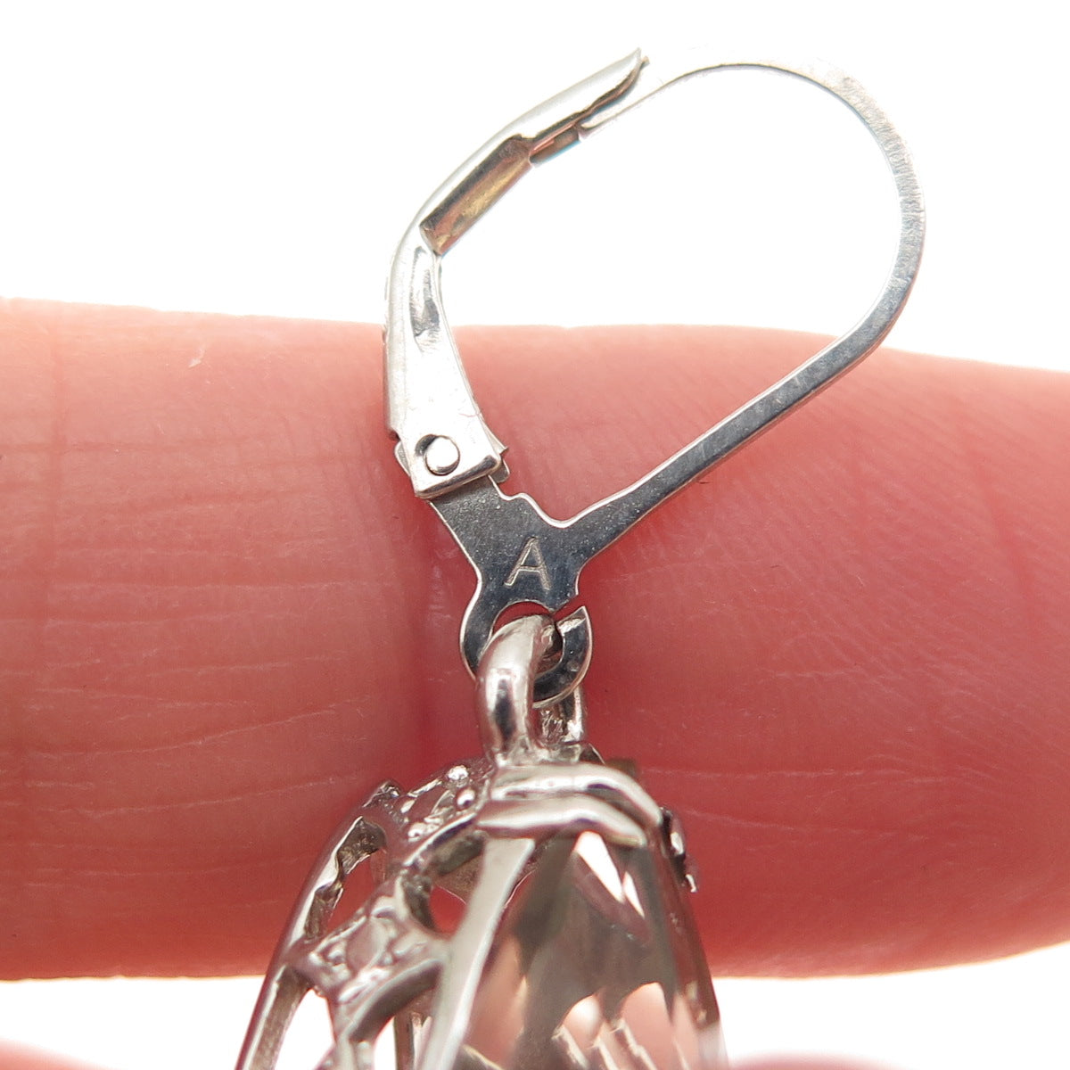 925 Sterling Silver Real Pear-Cut Green Amethyst Dangle Earrings