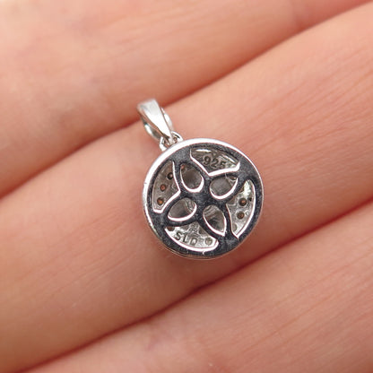 925 Sterling Silver SLD Real Round-Cut Diamond Minimalist Charm Pendant