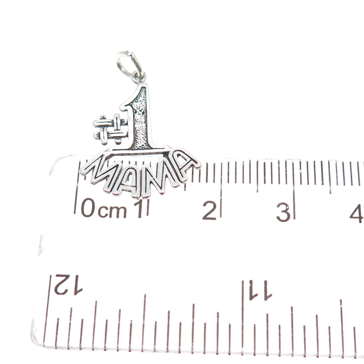 925 Sterling Silver Vintage 1980 #1 Mama Oxidized Minimalist Charm Pendant