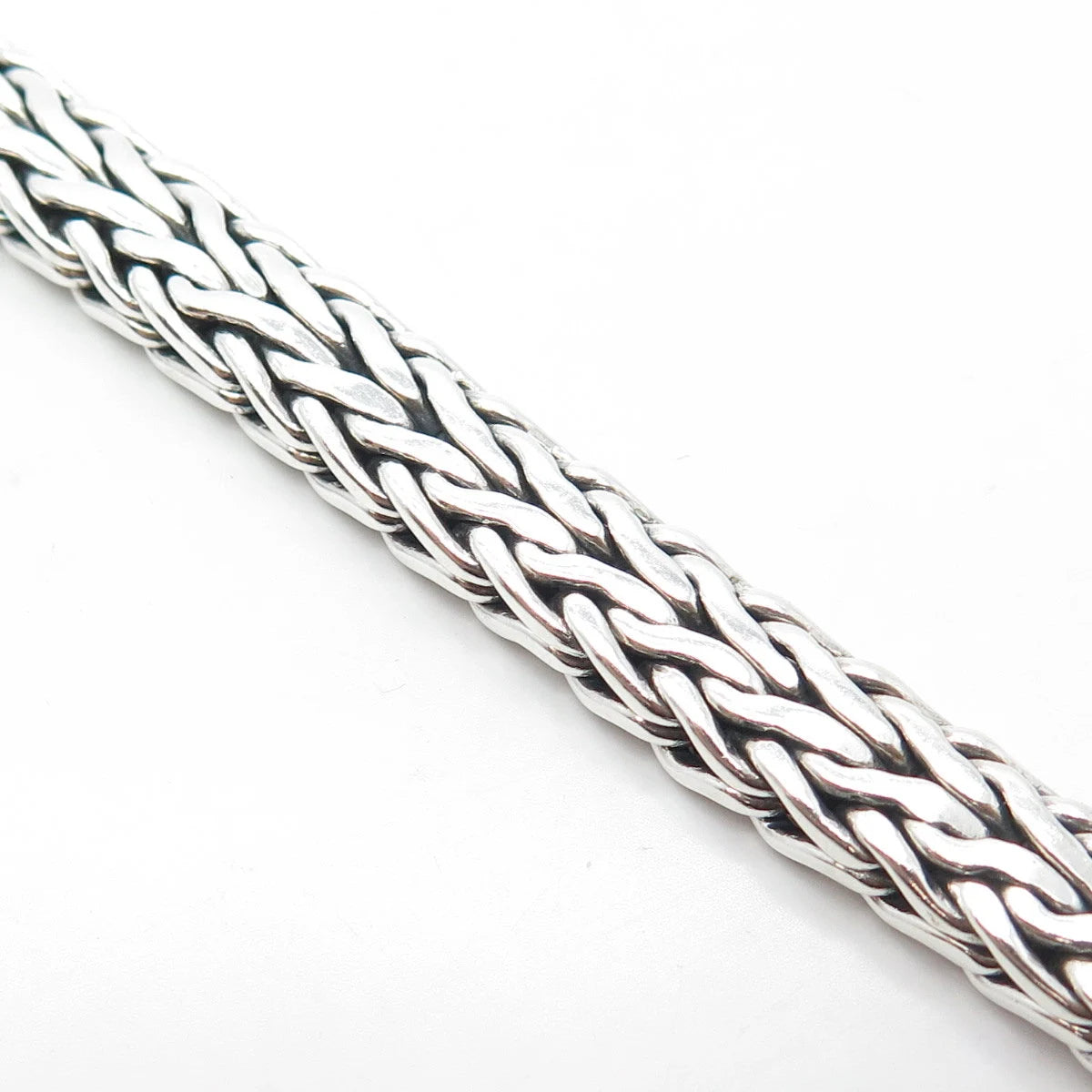 925 Sterling Silver Vintage Spiga/Wheat Link Heavy Bangle Bracelet 7.75"