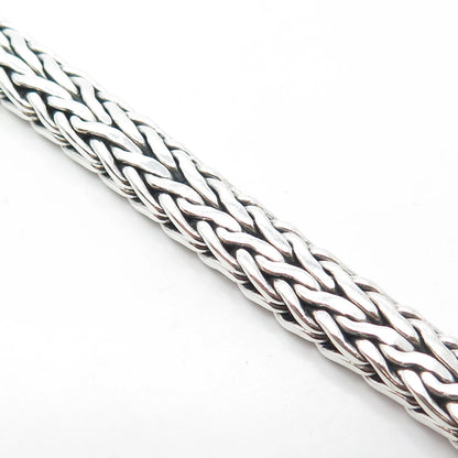 925 Sterling Silver Vintage Spiga/Wheat Link Heavy Bangle Bracelet 7.75"