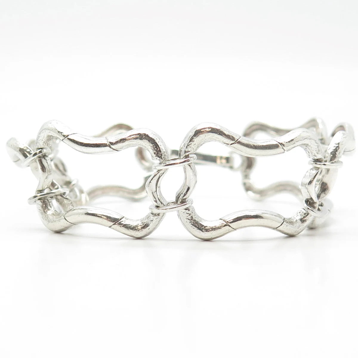 925 Sterling Silver Vintage Modernist Bracelet 8"