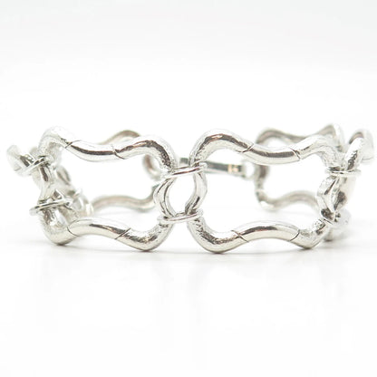 925 Sterling Silver Vintage Modernist Bracelet 8"