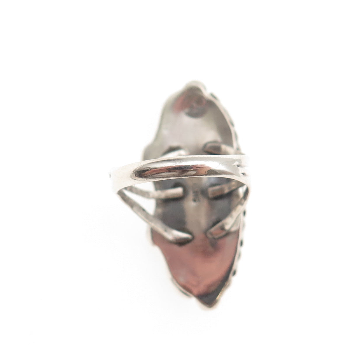 Sarah Curley Navajo Old Pawn 925 Sterling Vintage Abalone Shell Ring Size 4.75