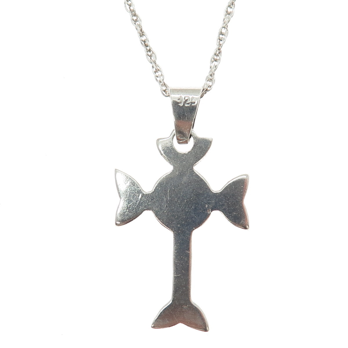 925 Sterling Silver Vintage Oxidized Celtic Cross Singapore Chain Necklace 20"