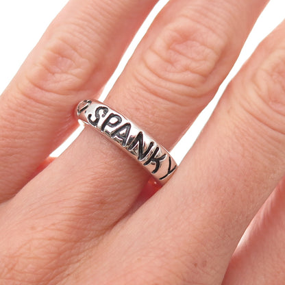925 Sterling Silver Vintage Spanky Oxidized Band Ring Size 6