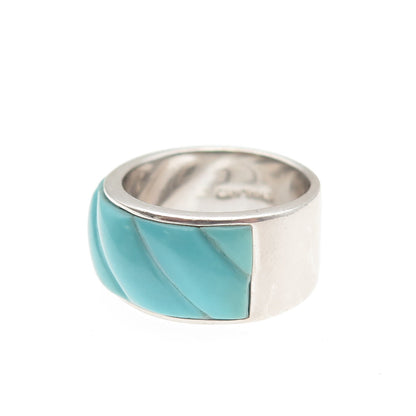 JS JOSEPH SCHMID 925 Sterling Silver Vintage Real Turquoise Band Ring Size 5.25