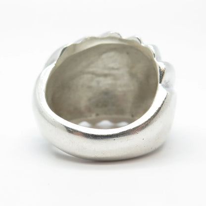925 Sterling Silver Vintage Mexico Ribbed Wide Ring Size 7